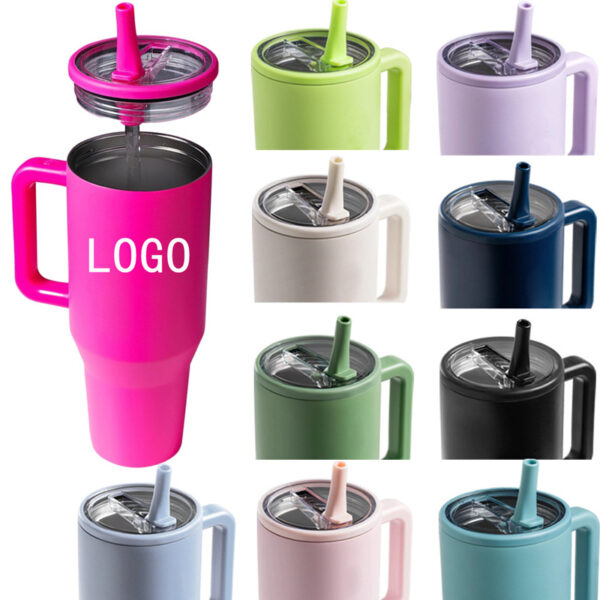 Stainless Steel Tumbler with Flip Straw Lid- 40oz