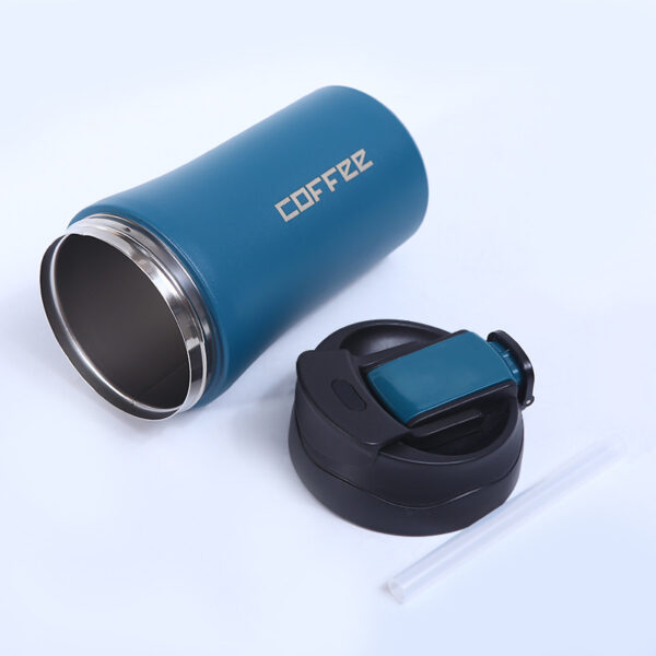 Double Wall Stainless Steel Coffee Tumbler with Flip Straw