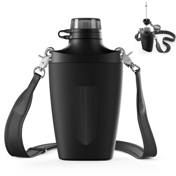 Sports Stainless Steel Water Bottle with Carry Strap