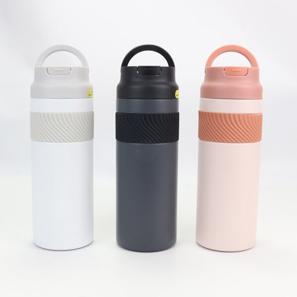 Stainless Steel Tumbler with Straw and Carrying Handle