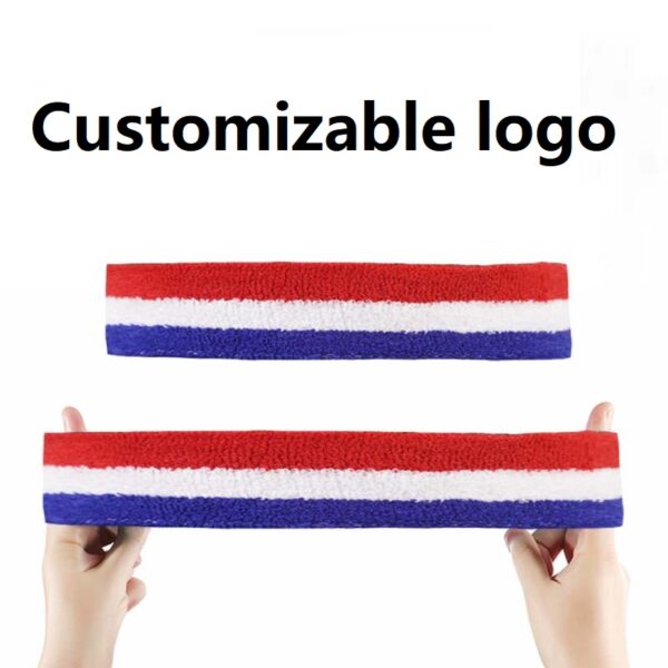 Tricolor Striped Sports Headband for Basketball and Running with Custom Logo