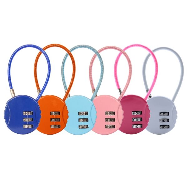 Round Zinc Alloy Cable Combination Password Padlock With Steel Wire