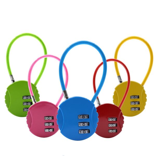 Round Zinc Alloy Cable Combination Password Padlock With Steel Wire