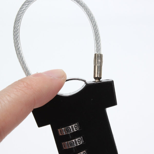 3-Digit Combination Steel Wire Padlock with Custom Logo