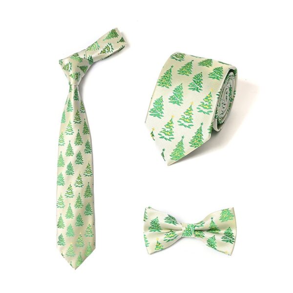 Men's Christmas Polyester Tie and Bow Tie Set with Custom Logo