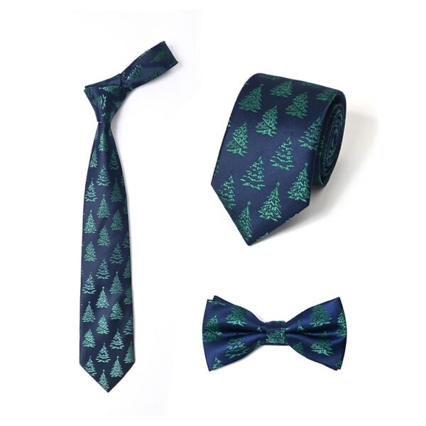 Men's Christmas Polyester Tie and Bow Tie Set with Custom Logo