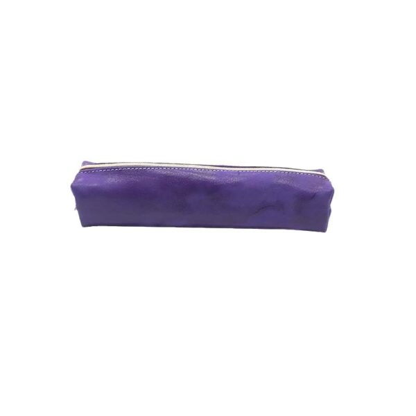 Genuine Leather Purple Pen Case with Custom Logo