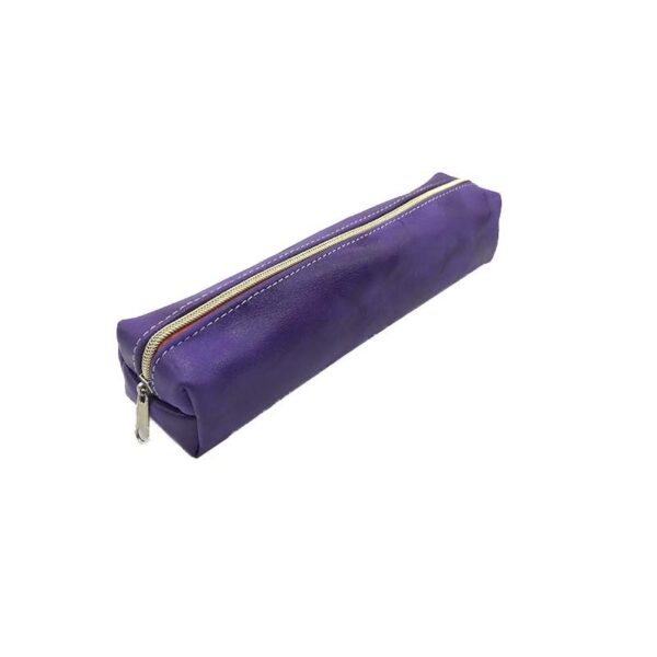 Genuine Leather Purple Pen Case with Custom Logo