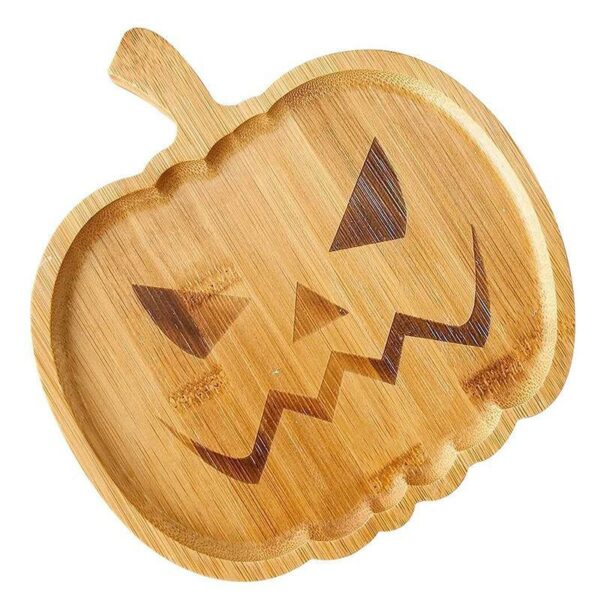 Halloween Pumpkin Shaped Bamboo Tray