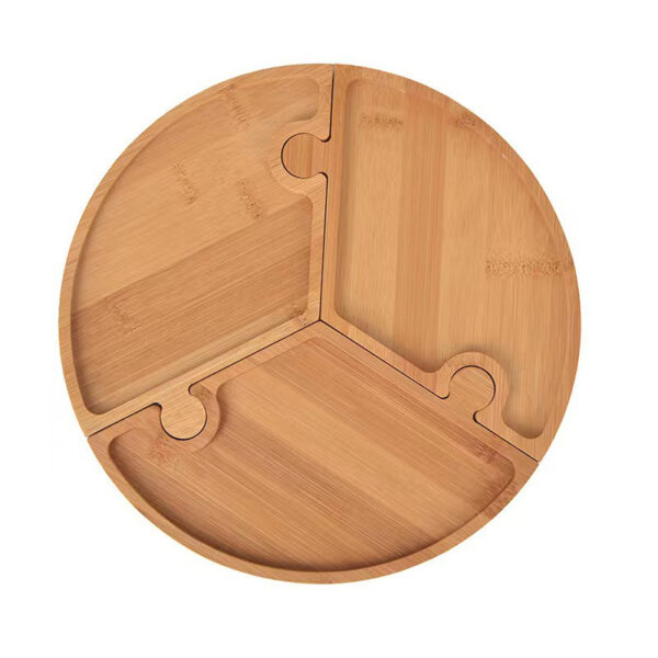 3 in 1 Puzzle Circle Bamboo Tray Set