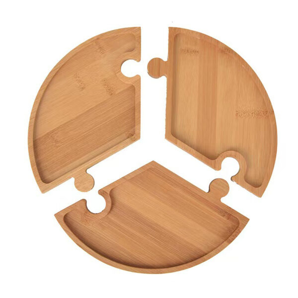 3 in 1 Puzzle Circle Bamboo Tray Set