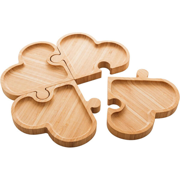 Lucky 4-leaf Shaped Bamboo Tray Set