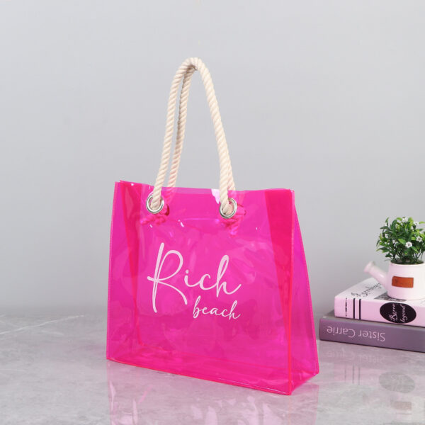 Custom PVC Clear Waterproof Colorful Tote Bag with Cotton Rope Handle