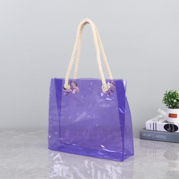 Custom PVC Clear Waterproof Colorful Tote Bag with Cotton Rope Handle