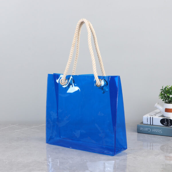 Custom PVC Clear Waterproof Colorful Tote Bag with Cotton Rope Handle