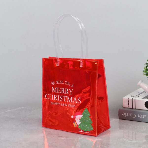 Red Christmas Gift Bag PVC Waterproof Clear Tote Bag