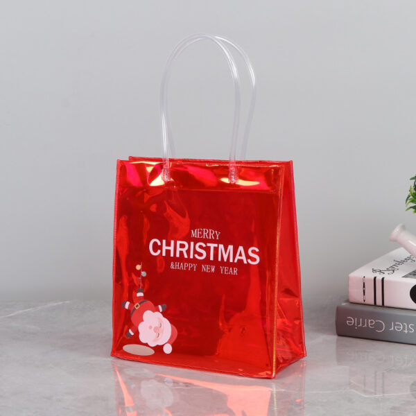 Red Christmas Gift Bag PVC Waterproof Clear Tote Bag