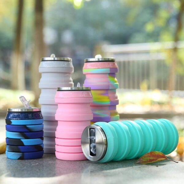 Multicolor Silicone Outdoor Foldable Water Bottle