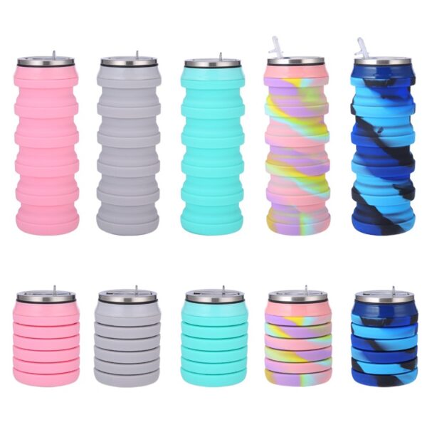 Multicolor Silicone Outdoor Foldable Water Bottle