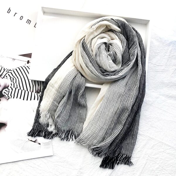 Striped Cotton Linen Scarf