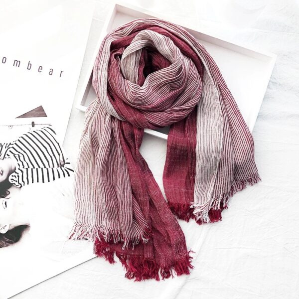 Striped Cotton Linen Scarf