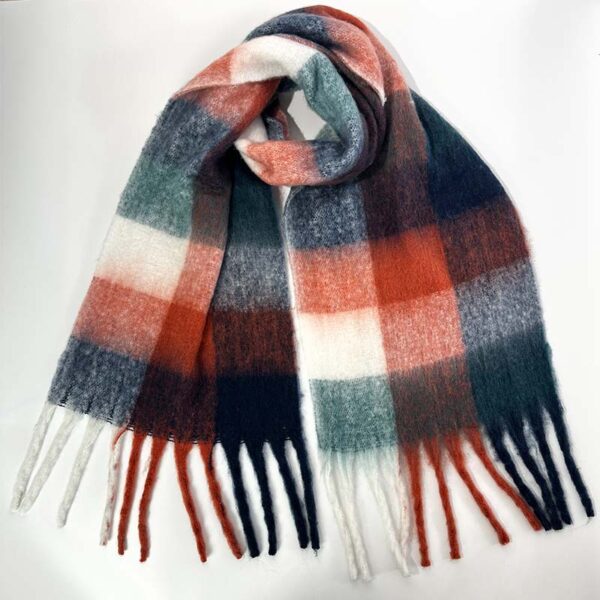 Rainbow Plaid Thickened Warm Scarf