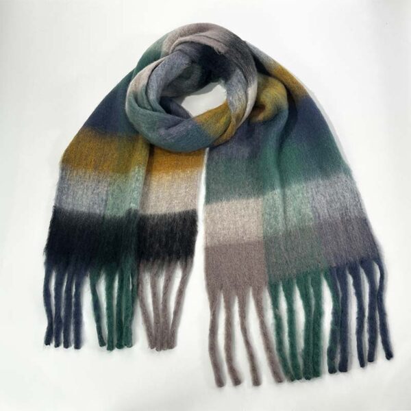 Rainbow Plaid Thickened Warm Scarf