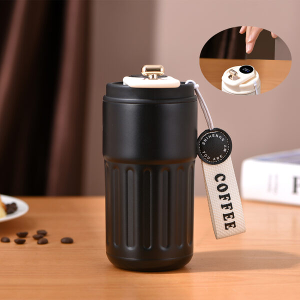 Explosive Coffee Smart Temperature Measurement Stainless Steel Insulated Tumbler with Carrying Strap