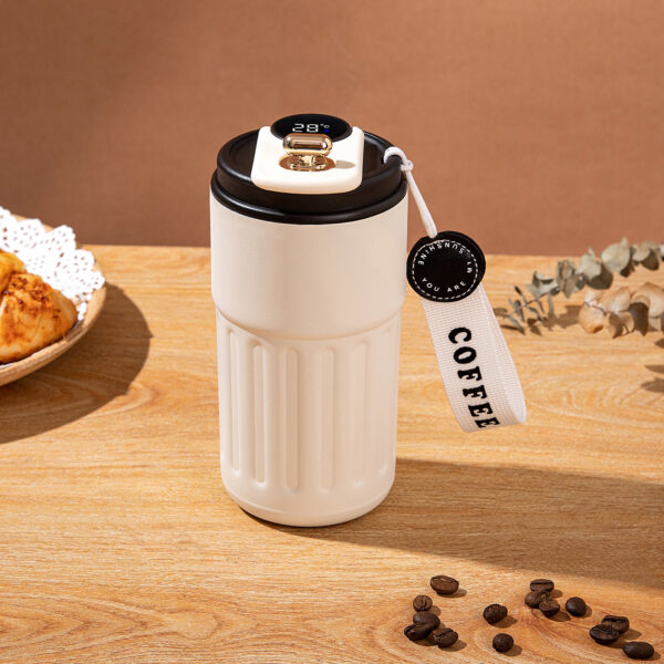 Explosive Coffee Smart Temperature Measurement Stainless Steel Insulated Tumbler with Carrying Strap