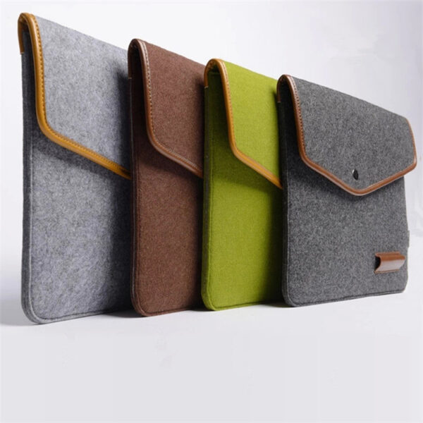 Felt Fabric Lock Button Laptop Sleeve