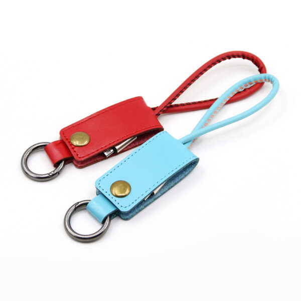 PU leather Charging Cable with Keychain