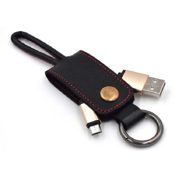 PU leather Charging Cable with Keychain