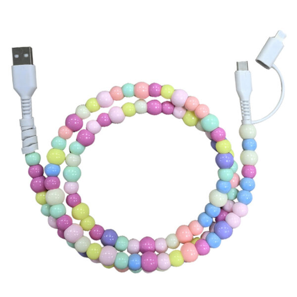 Colorful Beaded 2-in-1 Charging Cable with Custom Logo