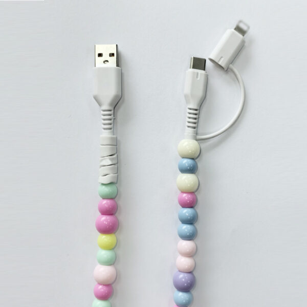 Colorful Beaded 2-in-1 Charging Cable with Custom Logo