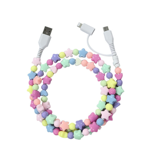 Customizable Dual-Port Beaded Charging Cable