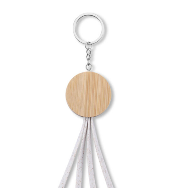 Eco-Friendly Wheat Straw and Bamboo Keychain Charging Cable