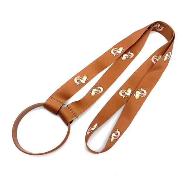 Heat Transfer Polyester Water Bottle Lanyard with Silicone Rings