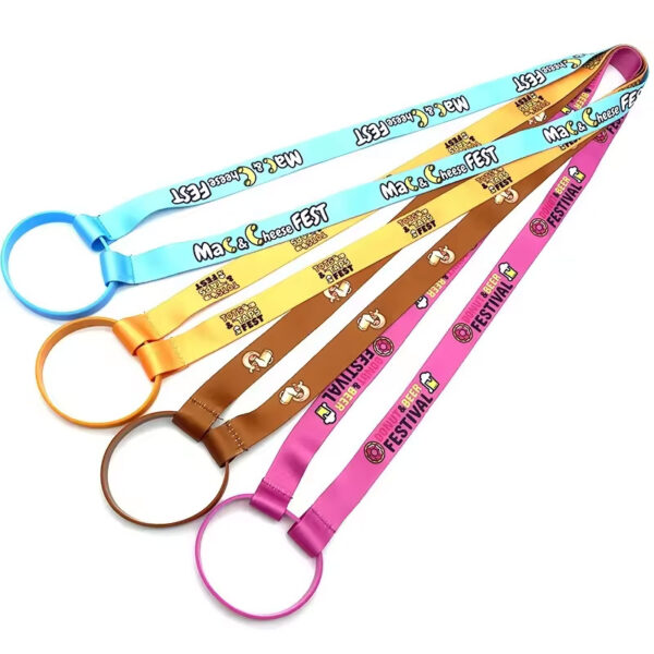 Heat Transfer Polyester Water Bottle Lanyard with Silicone Rings