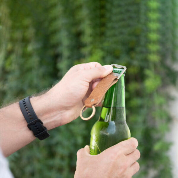 Customizable Leather Bottle Opener Keychain