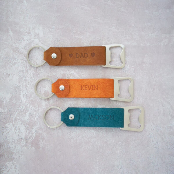 Customizable Leather Bottle Opener Keychain