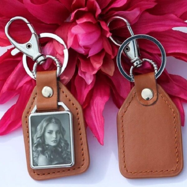 Leather Keychain with Photo Holder