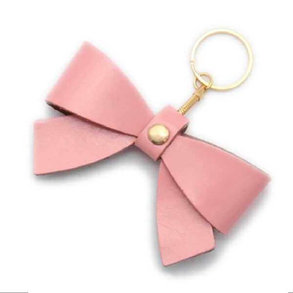 Leather Bow-Shaped Keychain with Custom Logo