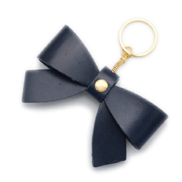 Leather Bow-Shaped Keychain with Custom Logo