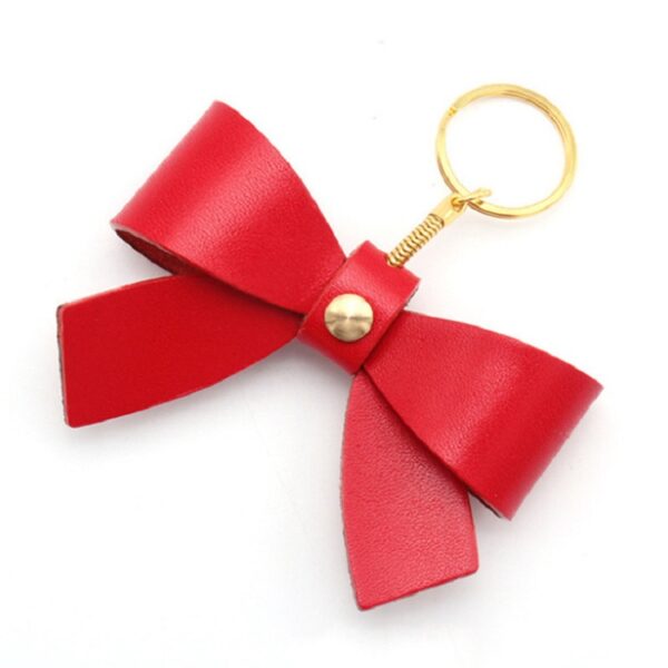 Leather Bow-Shaped Keychain with Custom Logo