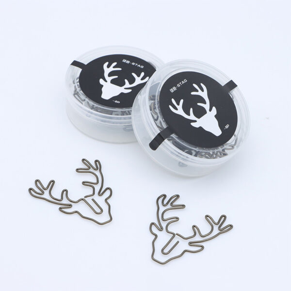 Reindeer Shaped Metal Paperclips In A Box