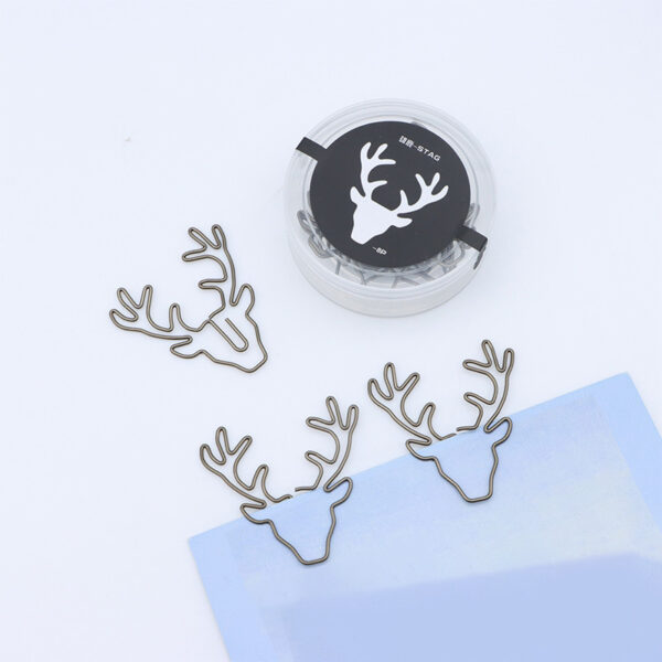 Reindeer Shaped Metal Paperclips In A Box