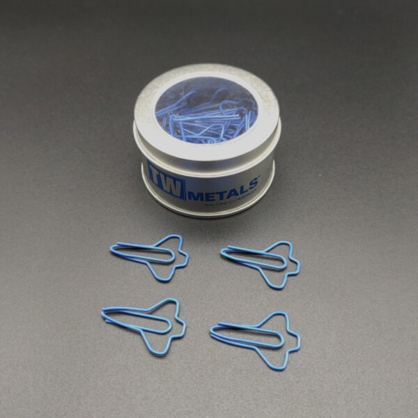 Rocket Shaped Metal Paperclips In A Can