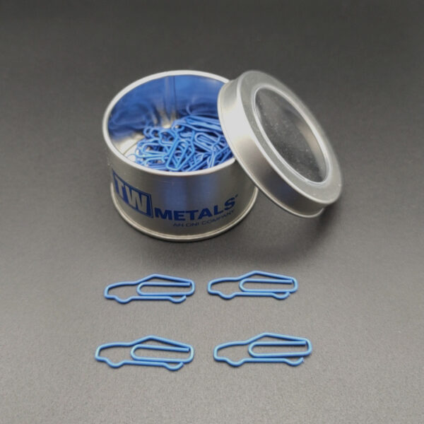 Racecar Shaped Metal Paperclips In A Can