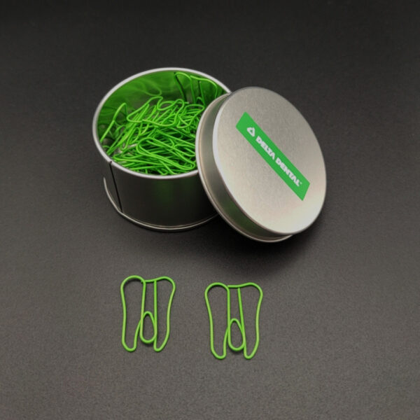 Tooth Shaped Metal Paperclips In A Can