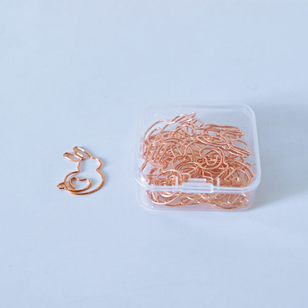 Cute Rabbit Electroplating Metal Paperclips In A Box